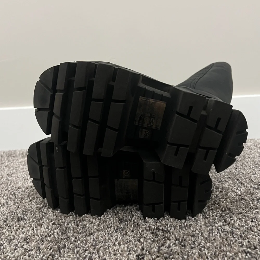 Black Quilted Knee-High Platform Boots